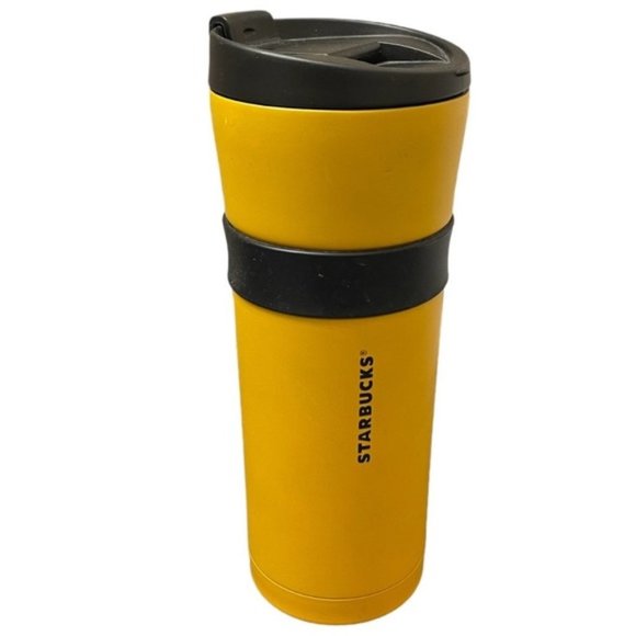 Starbucks Other - Starbucks rare rubber grip yellow black insulated tumbler 2016